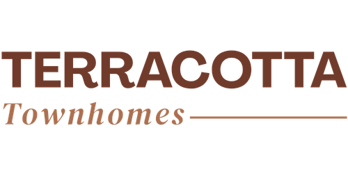 A logo for Terracotta Townhomes features a brown and tan color scheme.